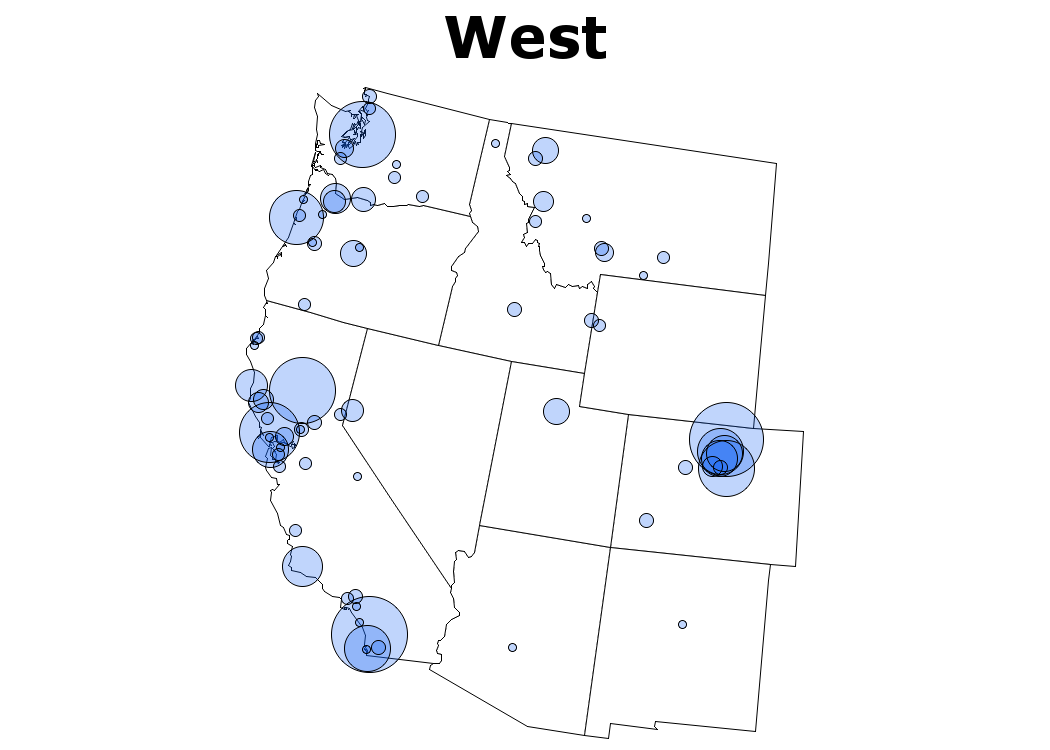 Choropleth map of STATECODE